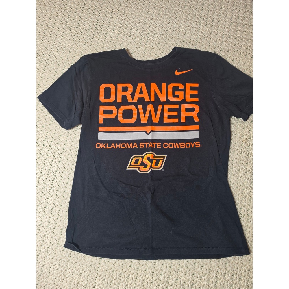 Nike Oklahoma State Cowboys T-Shirt Mens Medium Black Excellent Orange Power OSU